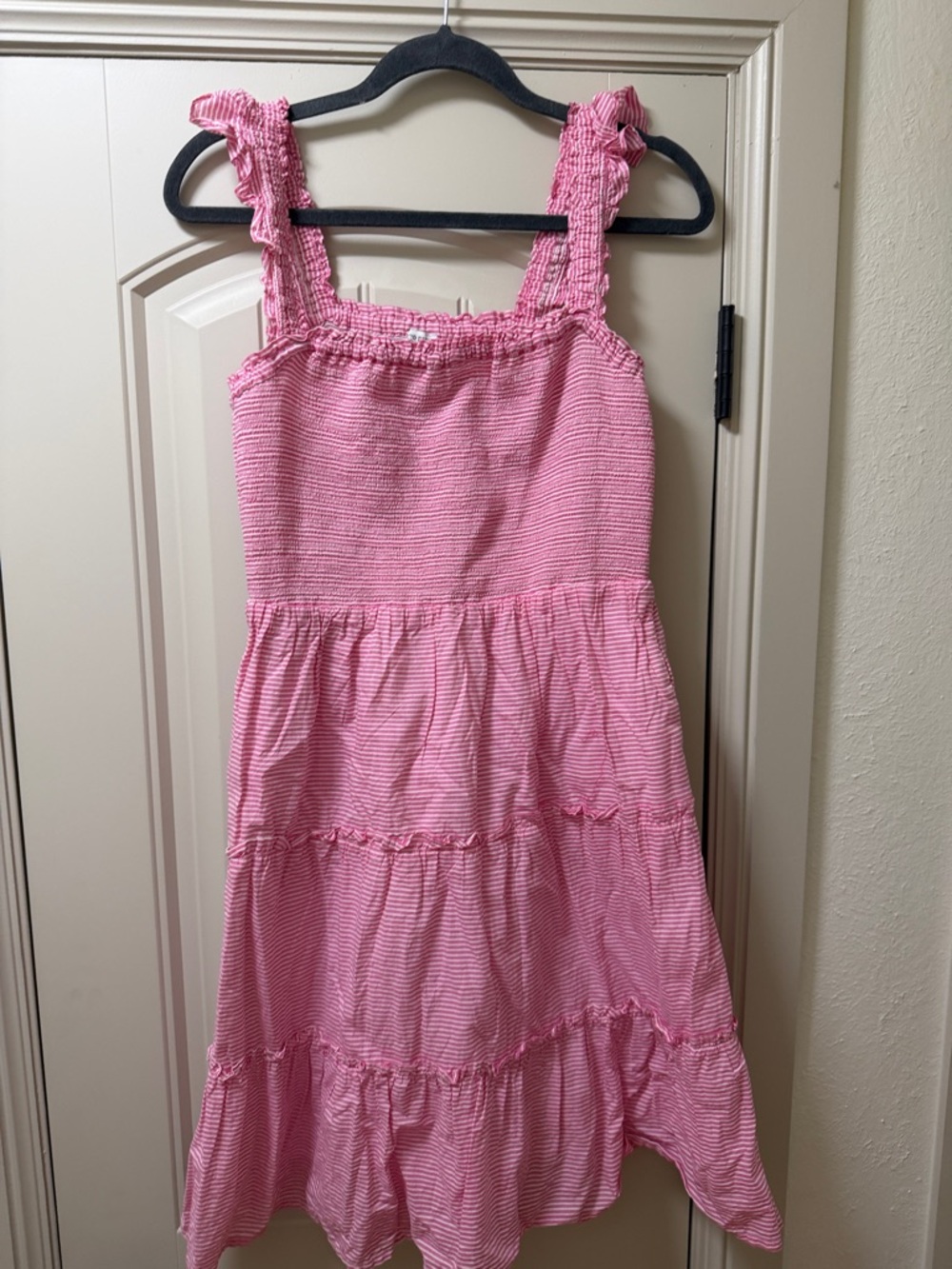 J. Crew Pink Tiered Smocked Sundress